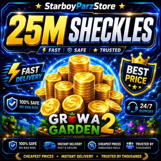 1 QUANTITY 500,000 SHECKLES 50 QUANTITIES 25M+ SHECKLES (MINIMUM ORDER) GROW A GARDEN 2 FAST DELIVERY CHEAPEST ! (VIA FRUIT GIFTING)