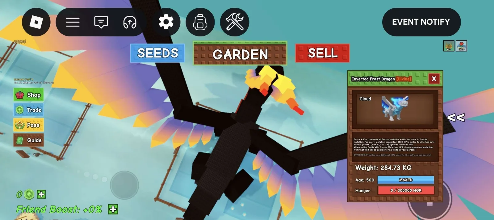Huge INVERTED Frost Dragon (Black Dragon) - 284.73 KG (Age 500)