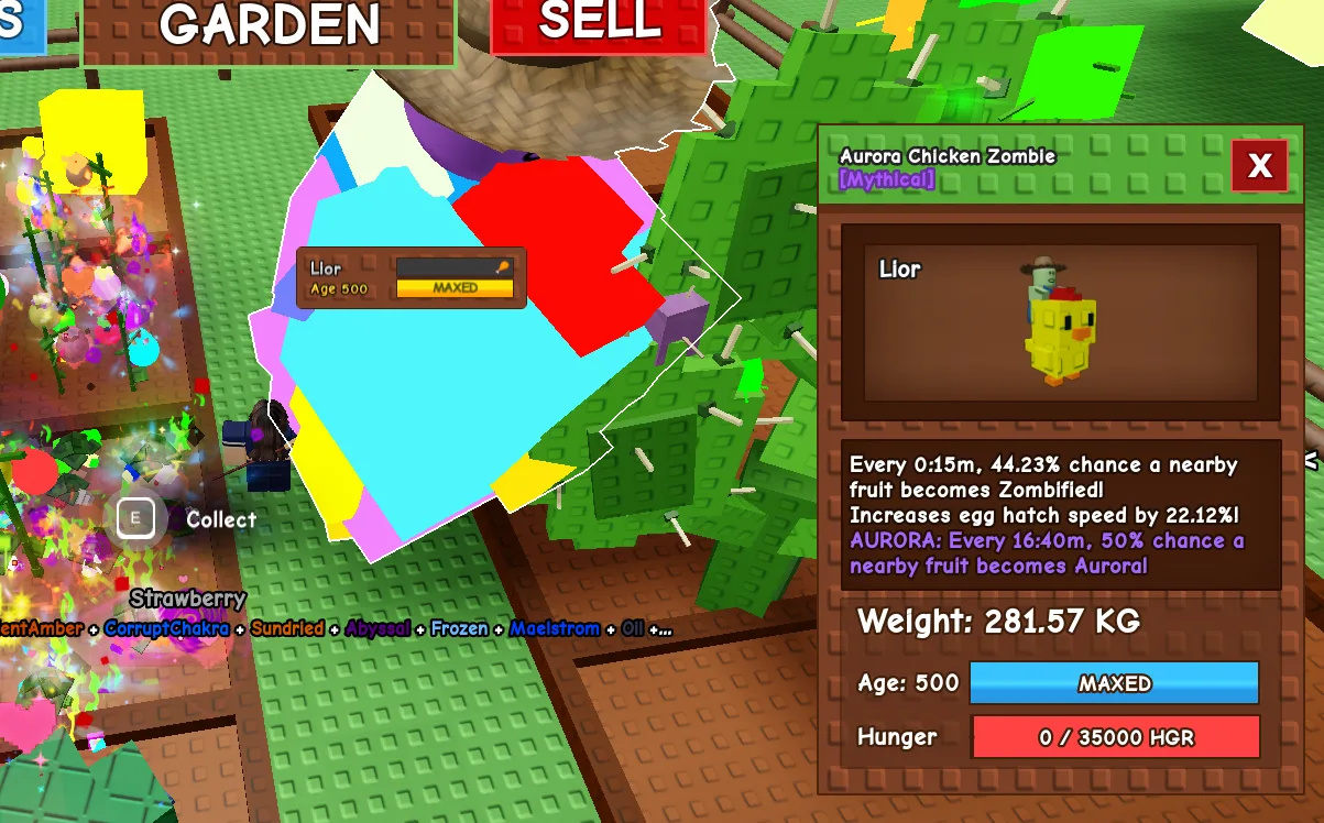 280KG+ Aurora Chicken Zombie Mythical // super handsome // Age 500 Maxed // 15s Zombified Fruit Passive/this is not moose//i run out of tag others l