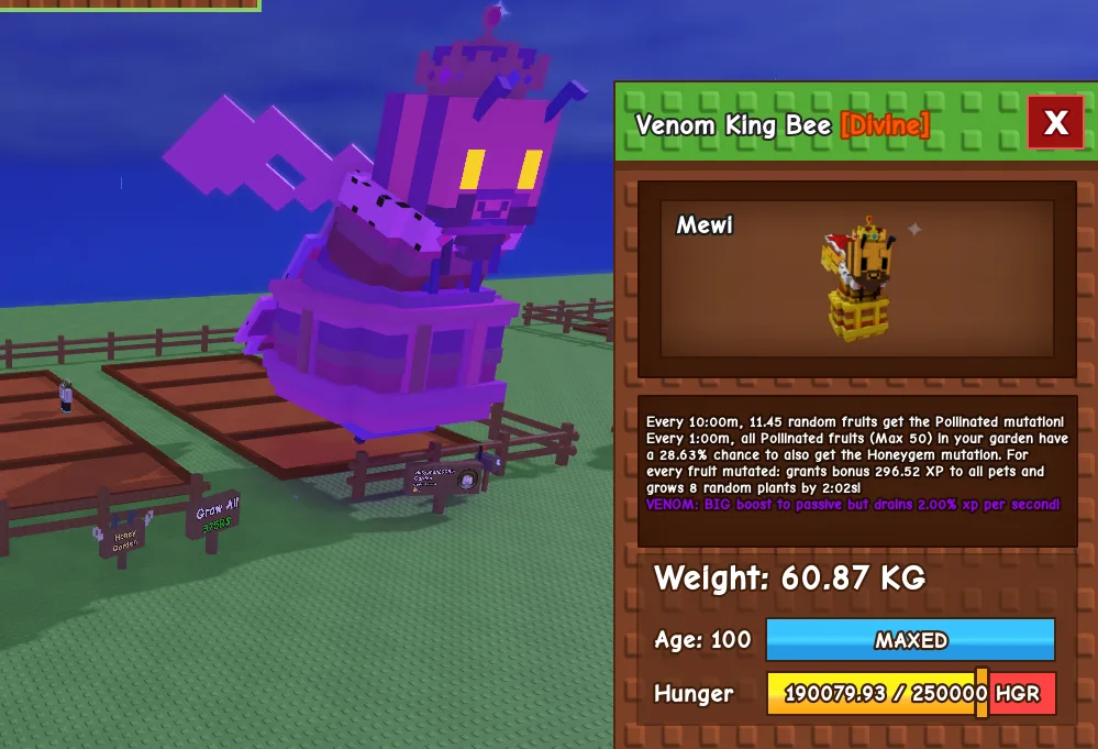 61kg+ Age 100 Venom King Bee