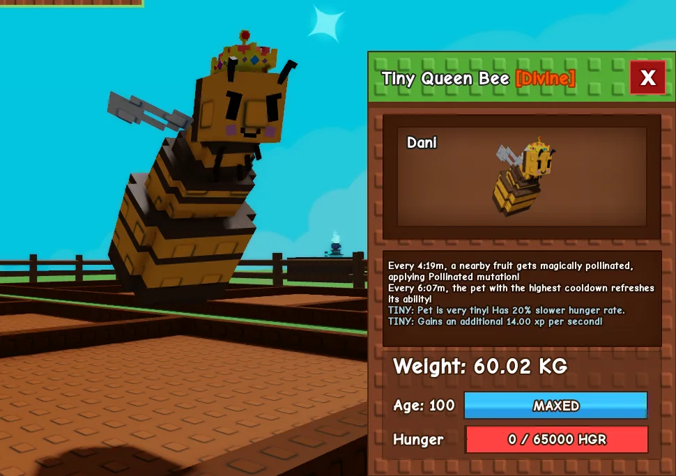 71.68kg Age 119 Tiny Queen Bee Cute Farming