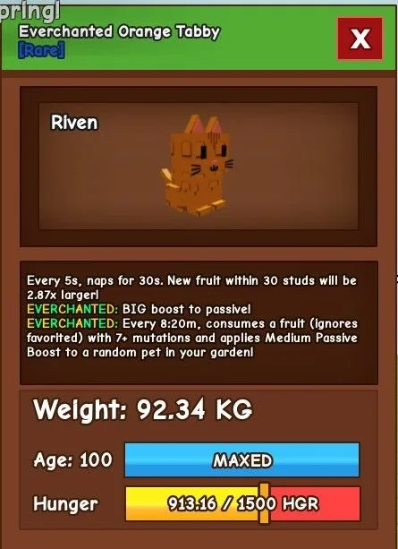 Titanic Everchanted Orange Tabby 92kg — Account account