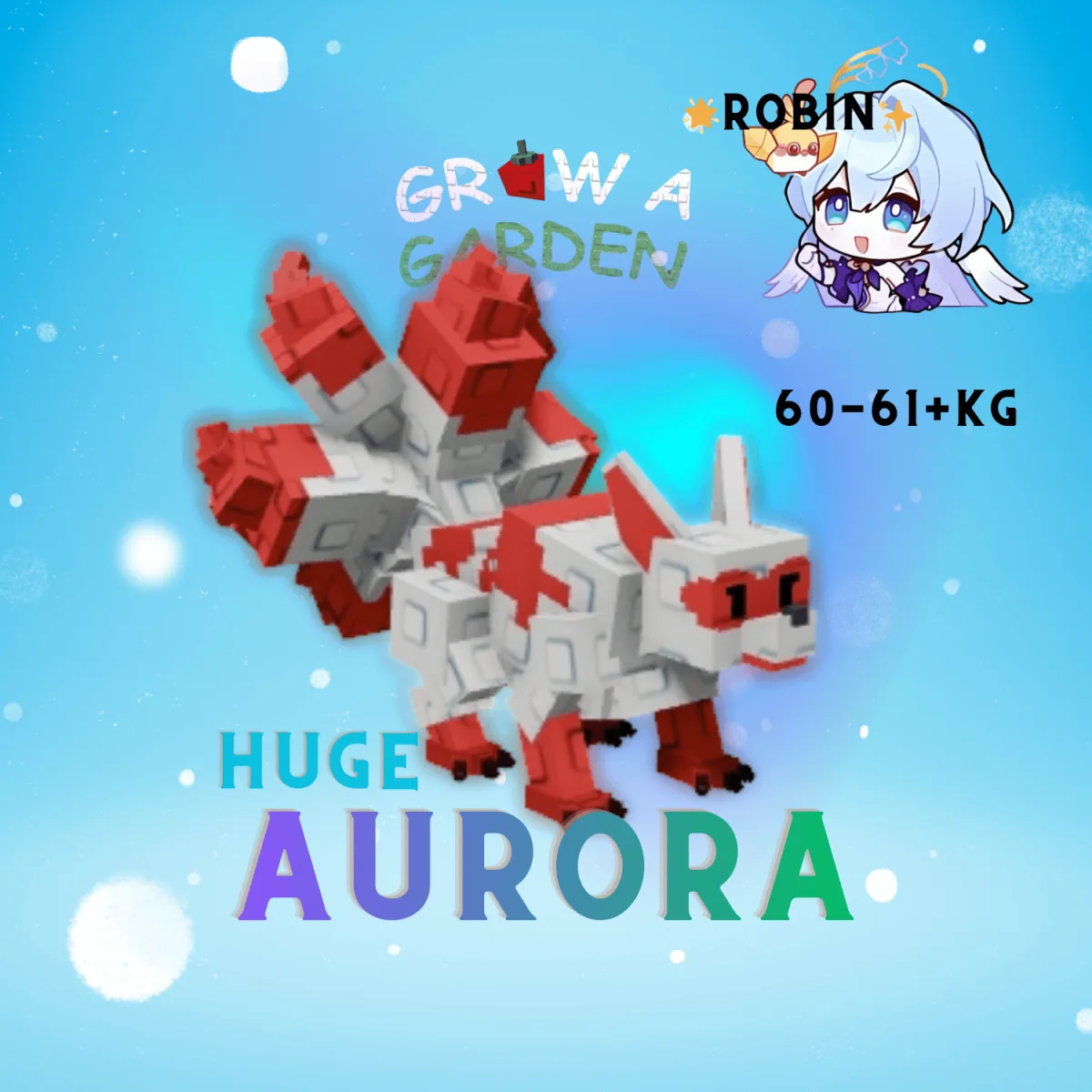 HUGE Aurora Kitsune - 61+KG - Red Kitsune - Cool Aurora New Mutation - Grow a Garden — Account account