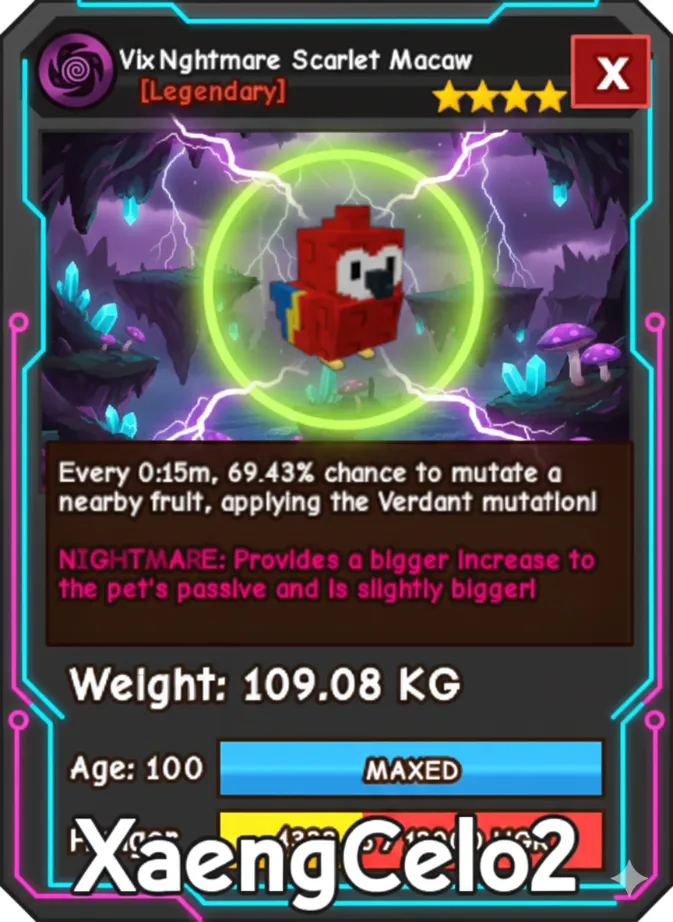109.08KG NIGHTMARE COLOSSAL SCARLET MACAW I MAX 100 AGE l READY TO USE - 15 SEC MAX CD - NO TOY PET COLLECTIBLES LIMITED STOCK — Account account