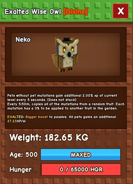 CHEAP 182kg Exalted Wise Owl! Fast Delivery