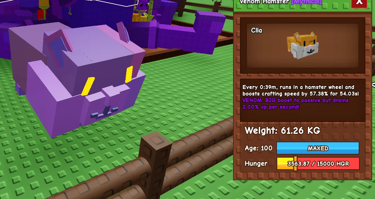 60kg+ Venom Hamster super handsome and cute 39s cd super OP ( 60kg+ at level 100, can go to 280kg+ at level 500 max)