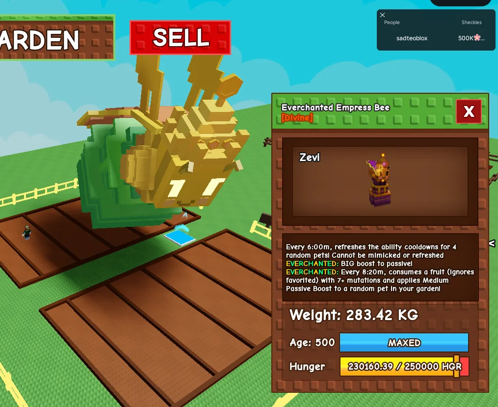 EVERCHANTED EMPRESS BEE 280KG+ MAX LEVEL AGE 500