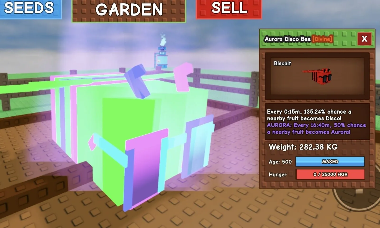Huge AURORA Disco Bee - 282.38 KG (Age 500) 15s Cooldown