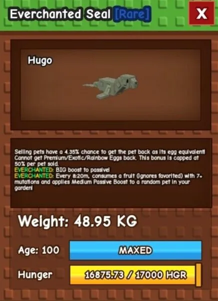 Huge Everchanted Seal (48.95 KG) GOOD For HATCHING // CHEAP! — Account account