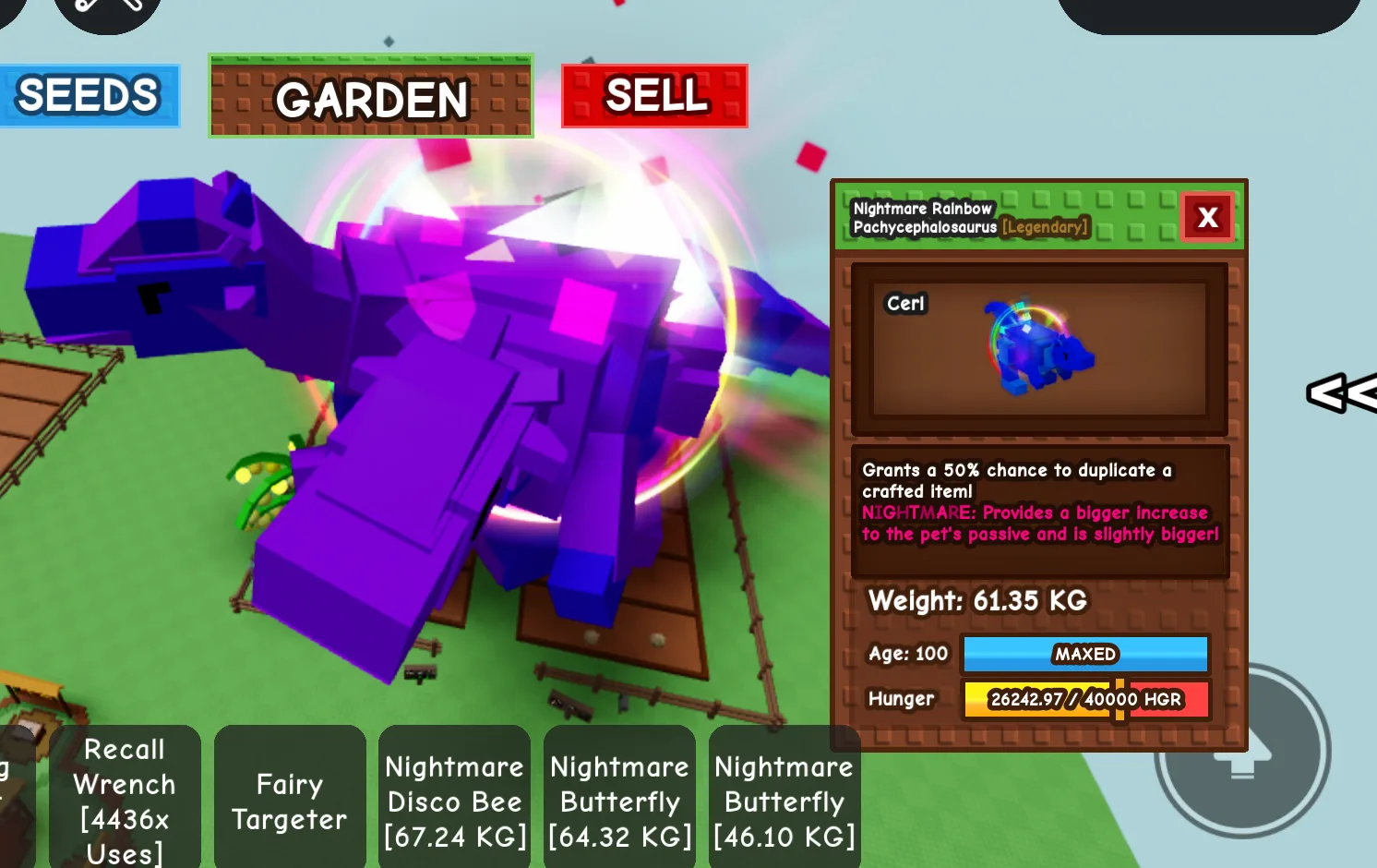 2 Titan Rainbow Hatched Nightmare Pachycephalosaurus 60kg+ Age 100 100 Passive Skill — Account account