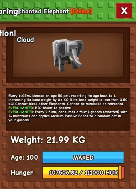 Everchanted Elephant 21kg Max Passive — Account account