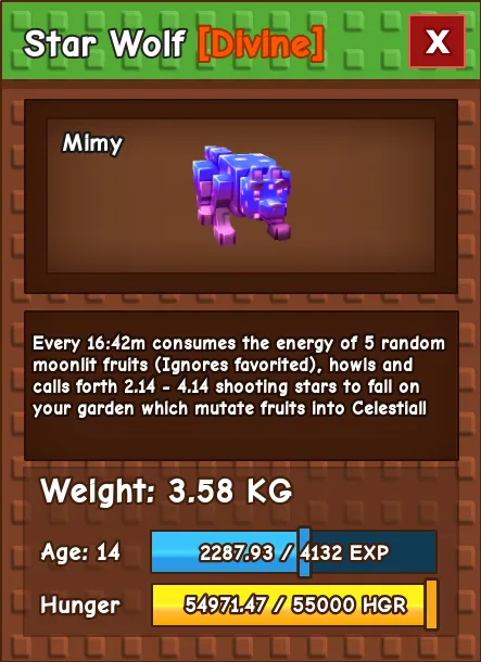 Star Wolf DIVINE Age 14 3.58KG