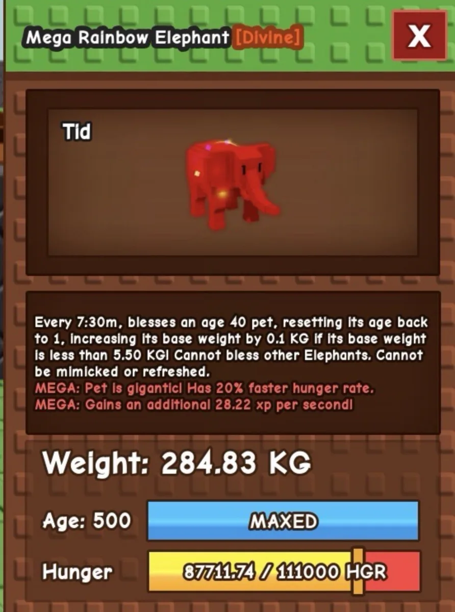 KG pet Bundle 1x rbh elephant 284kg 3x Albino peacock 280kg + 3x gilded Choc Peryton , super fast Set up