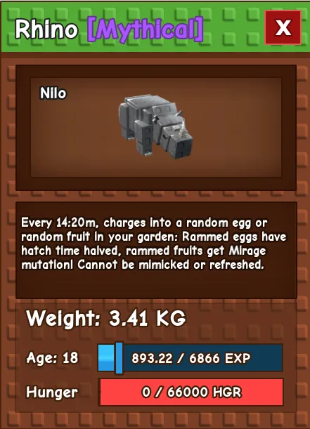 Rhino MYTHICAL Age 18 3.41KG