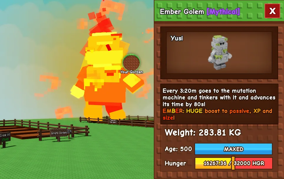 283.81kg Ember Golem