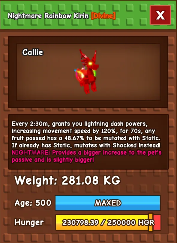 HUGE RAINBOW KIRIN NM / VENOM / EVER 280KG+ AGE 500