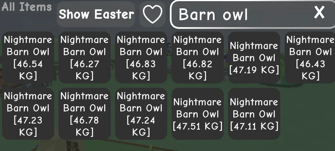 Nightmare Barn Owl 47kg+ Age 100 Get Huge Pets From The Shops Works With Ruby Squid to Boost Passive Chance - (OS)