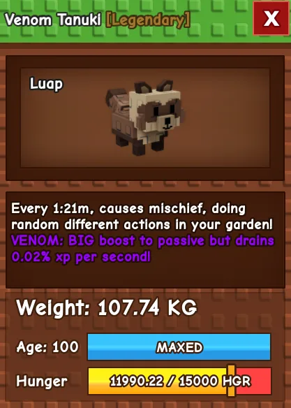 HUGE VENOM TANUKI 107KG — Account account