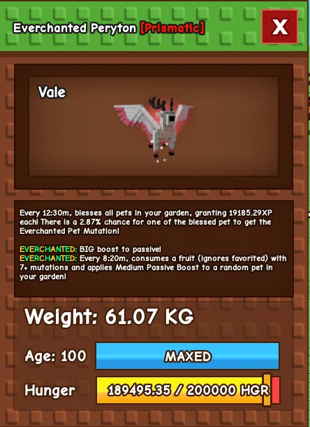 PERYTON 60 - 61kg Everchanted Lvl 100