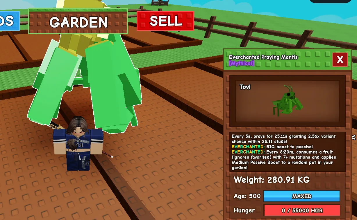280KG+ EVERCHANTED PRAYING MANTIS MYTHICAL // X1 // super handsome // AGE 500 MAXED // 2.56X VARIANT // HEAVY PET//not headless/ this is praying man