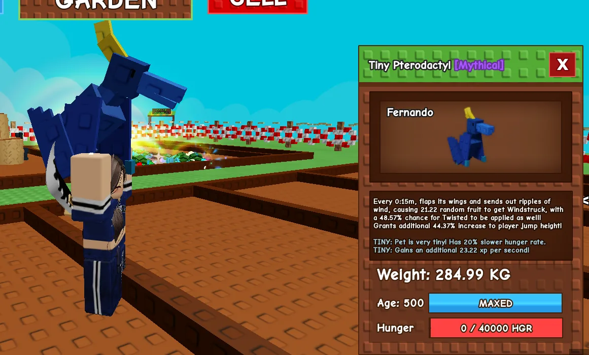 280+KG Tiny Pterodactyl Mythical // super handsome // Age 500 MAXED // Windstruck + Twisted passive // heavy flex pet//not griffin//i run out of tag