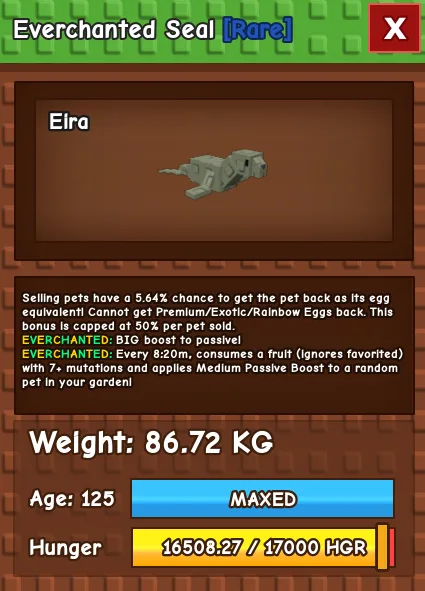 85KG (5.57 ) FULLY AB EVERCHANTED SEAL — Account account