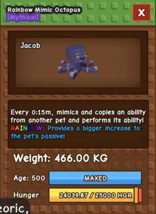 Godly Rainbow Mimic Octopus 466KG Maxed Age 500 Fast Delivery Titanic Mimic — Account account
