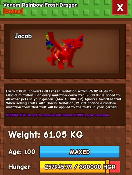 60KG - 61KG RAINBOW FROST DRAGON NIGHTMARE / EVERCHANTED / VENOM! — Account account