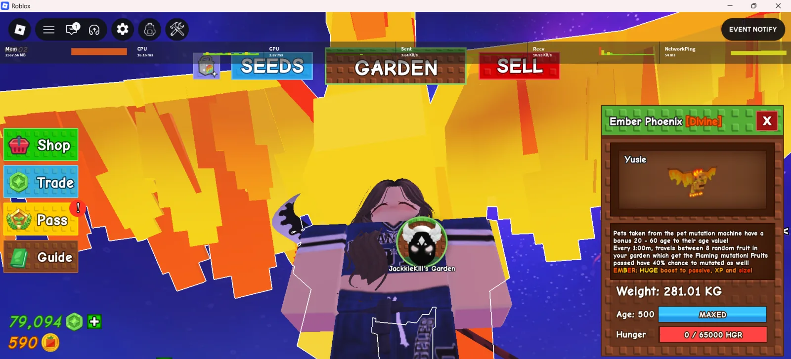 280kg+ Ember Phoenix super handsome//max capped power//20 - 60 ability///