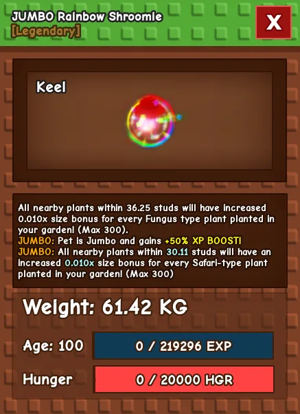 61kg JUMBO Rainbow Hatched Shroomie — Account account