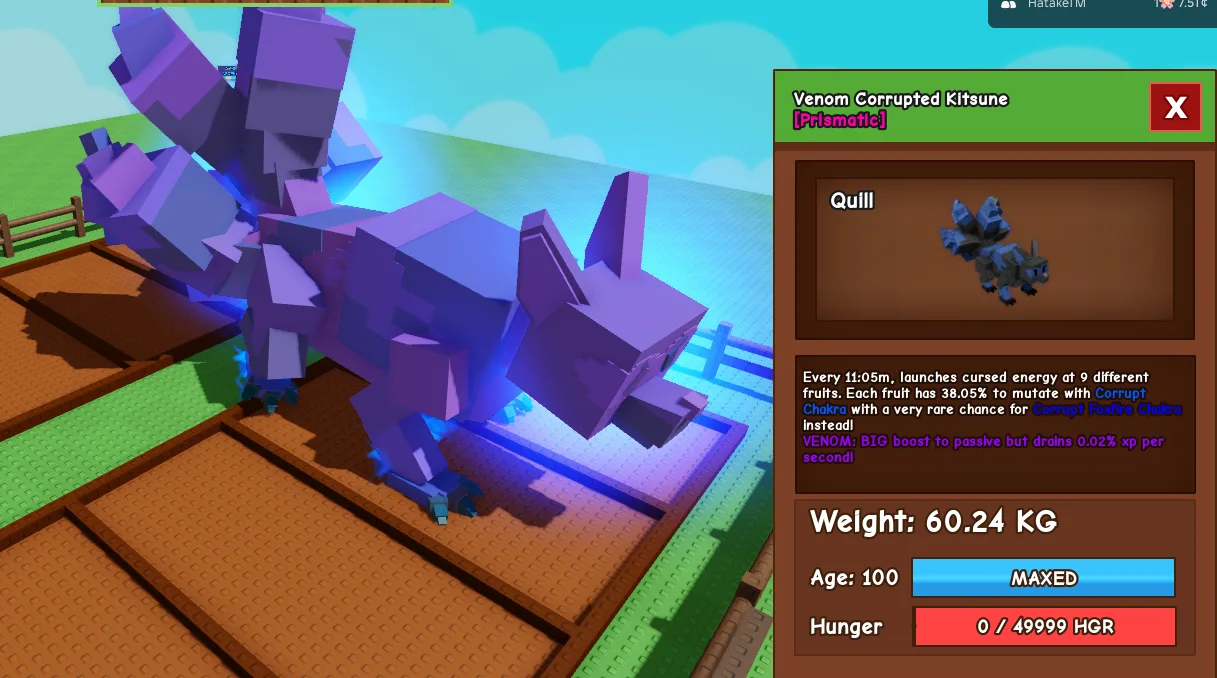 60kg+ Age 100 Venom Corrupted Kitsune