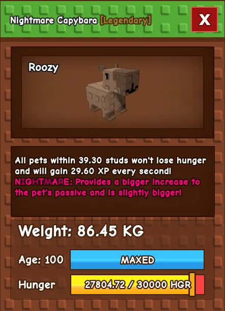 GODLY TITANIC COLOSSAL NIGHTMARE CAPYBARA 86.45 KG Age 100 — Account account