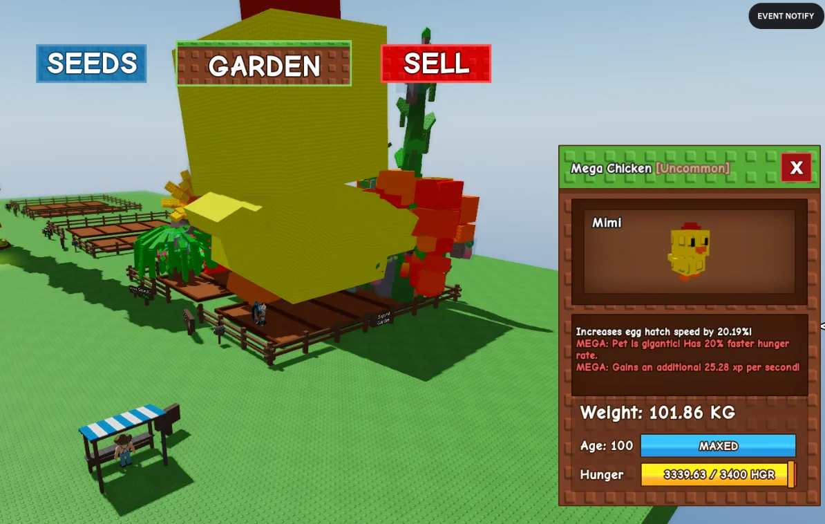 GODLY TITANIC HUGE GIANT MEGA CHICKEN (MEGA MUTATION) 101.86KG 100AGE // CLEAN // CHEAP // RARE // RUSH — Account account