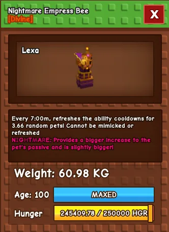 Nightmare Empress Bee 60kg — Account account