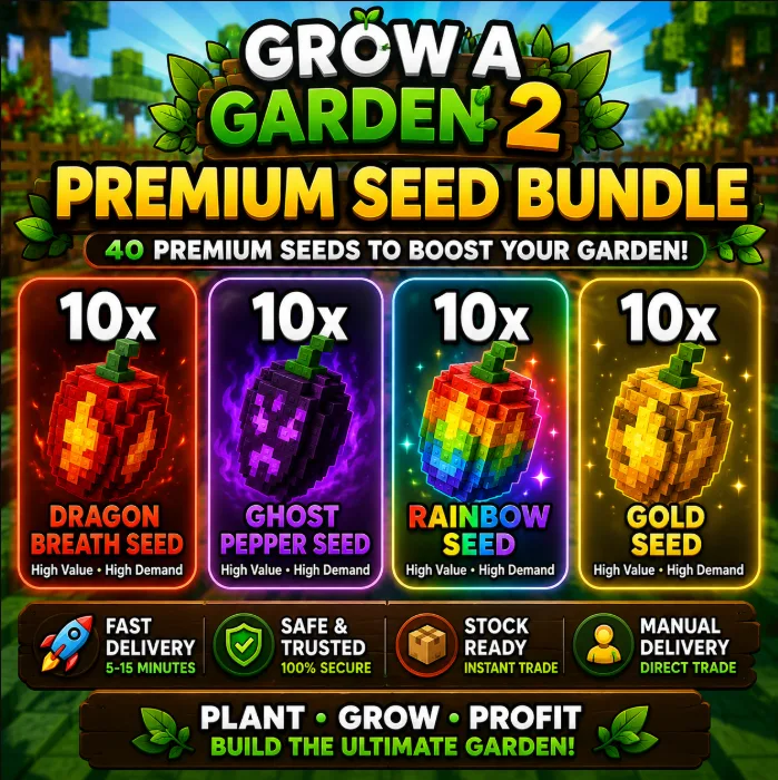 10x Dragon Breath + 10x Ghost Pepper + 10x Rainbow + 10x Gold Seeds Grow a Garden 2 Fast Delivery