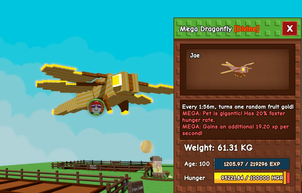 61.31kg Age 100 Mega Dragonfly