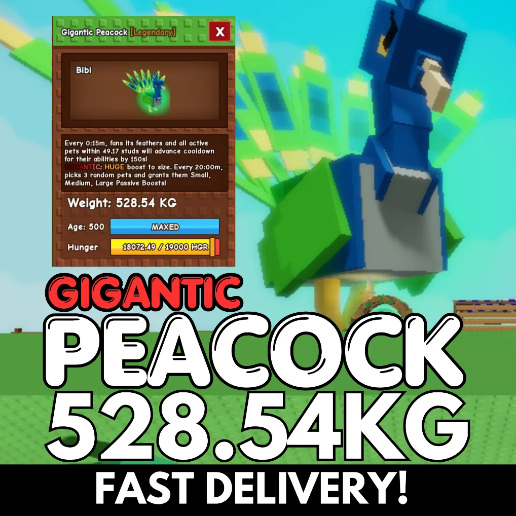 GIGANTIC Colossal Peacock 528.54KG Age 500 INSTANT DELIVERY