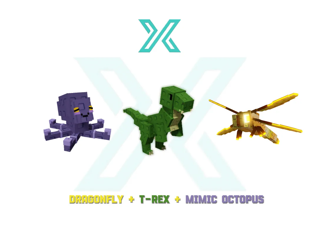 3 Pets Bundle Dragonfly + T-Rex + Mimic Octopus