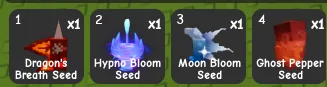 Bunles Seed Hypno Bloom + Ghost Peper + Dragon's Breath + Moon Bloom Grow a Garden 2 GAG2 (Super)