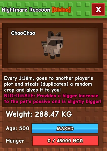 1/1 Titanic Huge Nightmare Raccoon 288.47Kg