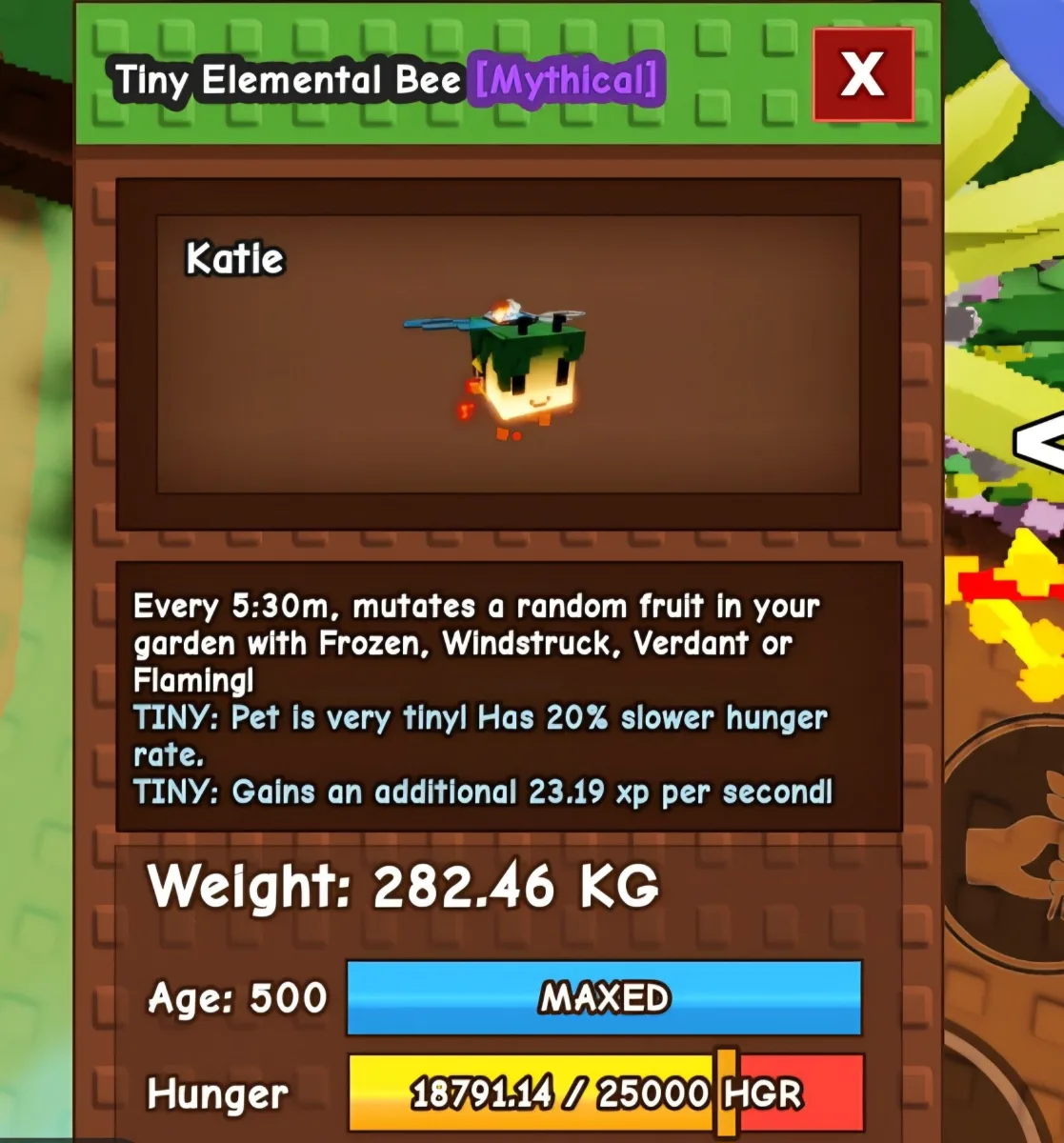Tiny Elemental Bee Collectors Instant delivery Maxed Age 500 level 280kg