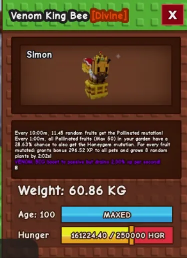 60kg+ VENOM KING BEE SUPER HANDSOME