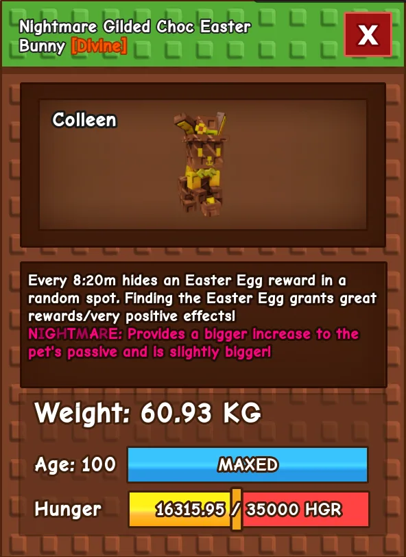 HUGE GILDED CHOC EASTER BUNNY NM / VENOM / EVER 60KG-61KG