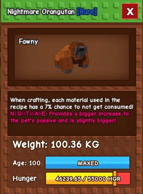 GODLY NIGHTMARE ORANGUTAN 100KG — Account account