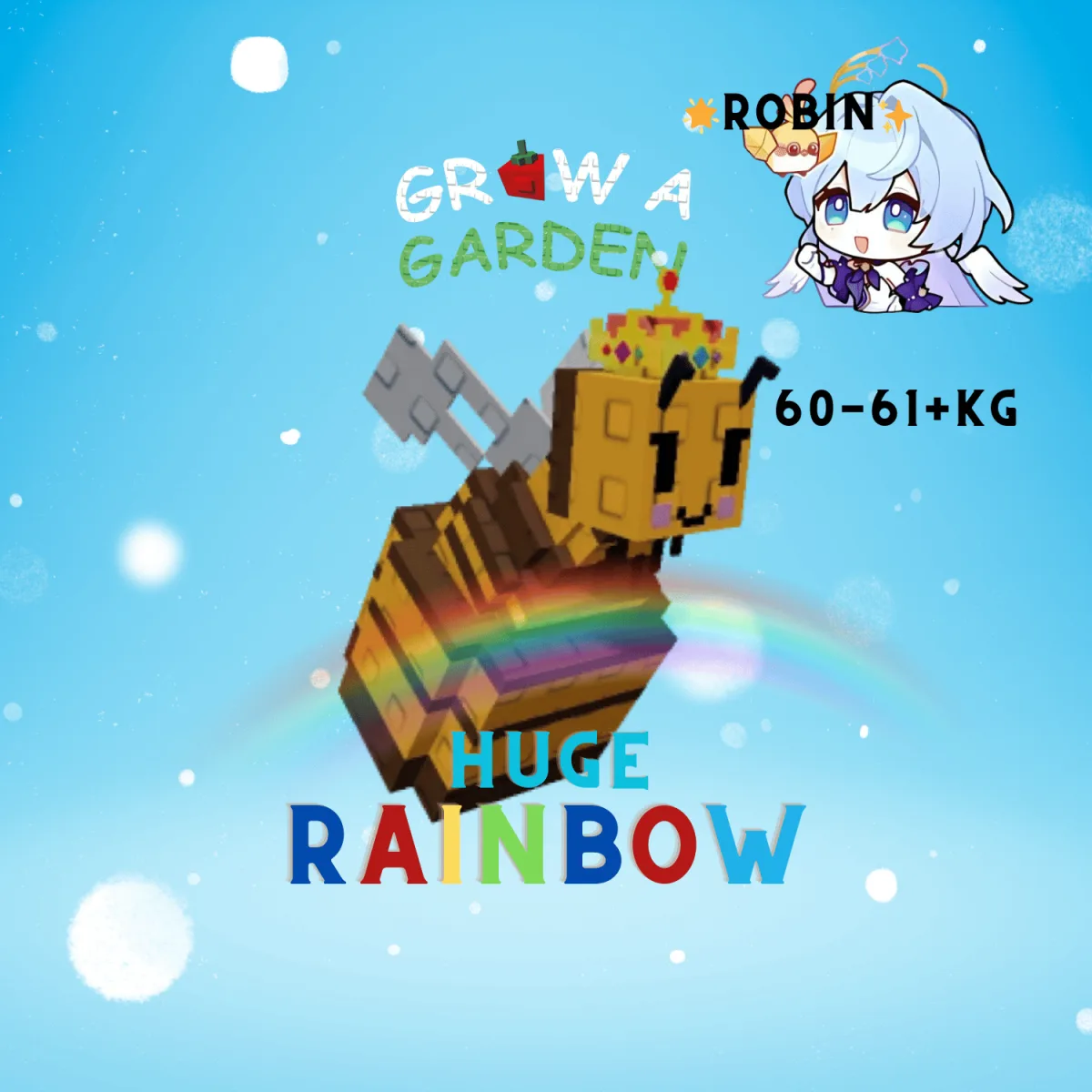 HUGE Rainbow Queen Bee - 60+ KG - Grow a Garden — Account account