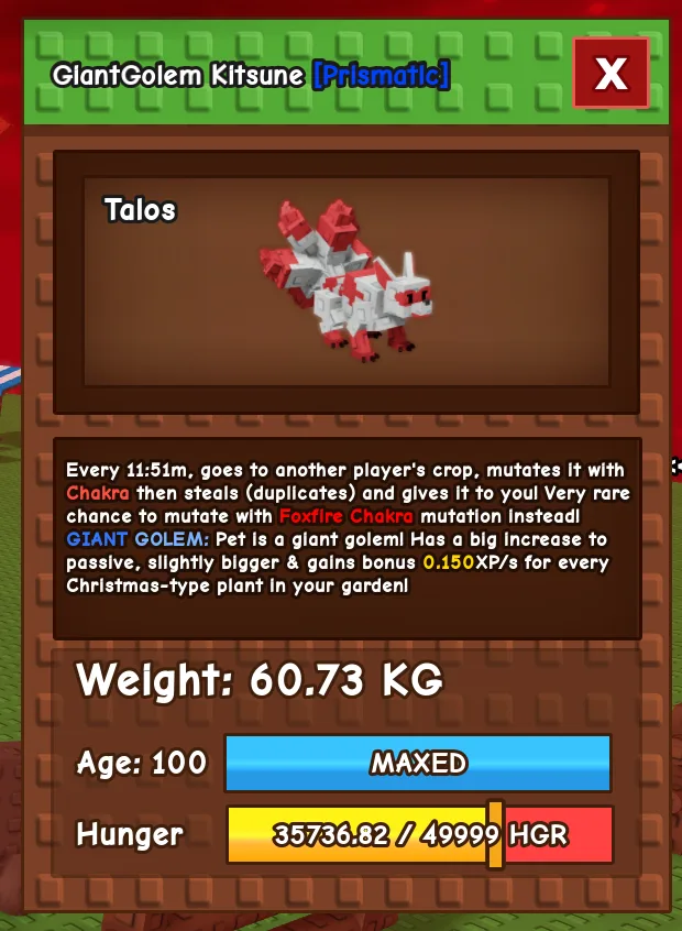 SUPER RARE GIANT GOLEM KITSUNE MUTATION 60.73 KG