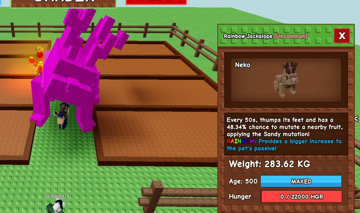 280KG+ Rainbow Jackalope Uncommon // super handsome // Age 500 Maxed // Sandy Mutation Passive//not disco bee//i run out of tag others limitation