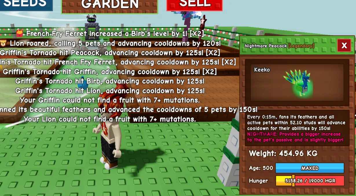 COLOSSAL TITANIC HUGE GIANT NIGHTMARE PEACOCK (NIGHTMARE MUTATION) 454.96KG 500AGE // CLEAN // CHEAP // RARE // RUSH — Account account