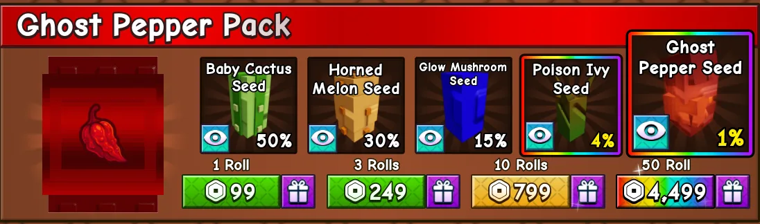 1 Roll Ghost Pepper Pack - 99R GIFT