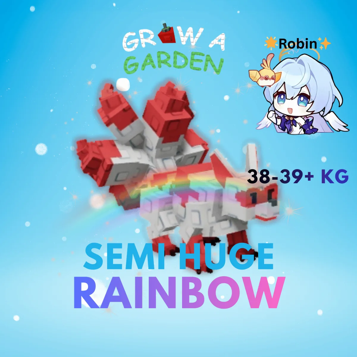 Semi HUGE Rainbow Kitsune - 38-39+KG - Red Kitsune - Grow a Garden — Account account